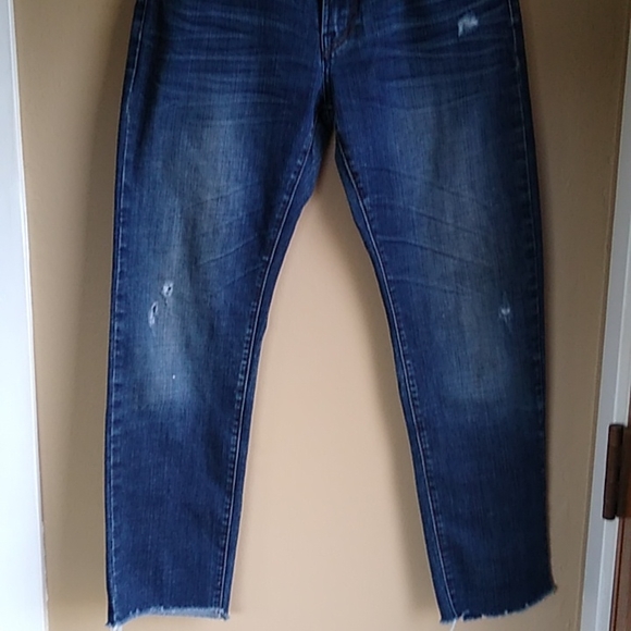 Thread & Cloth Distressed Slim Straight Jeans with raw hem Size 32 - Picture 3 of 13